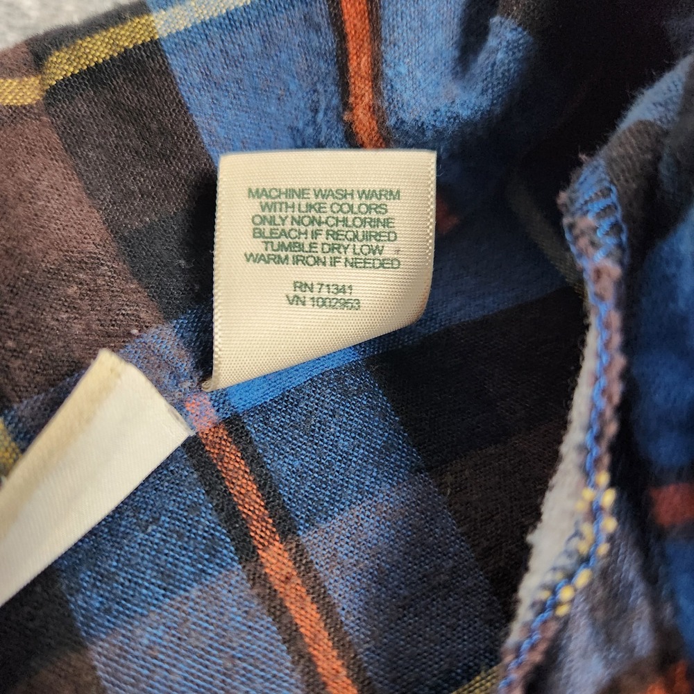 LL Bean Flannel Pajama Shirt Men XL Blue Scotch Plaid Sleepwear Button Camping - Picture 6 of 6